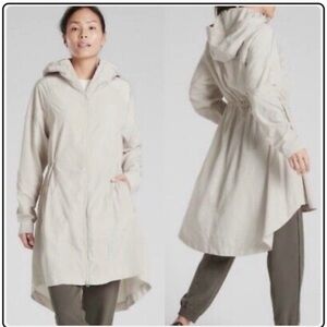 Athleta Women's Light Gray Hooded Trench Coat